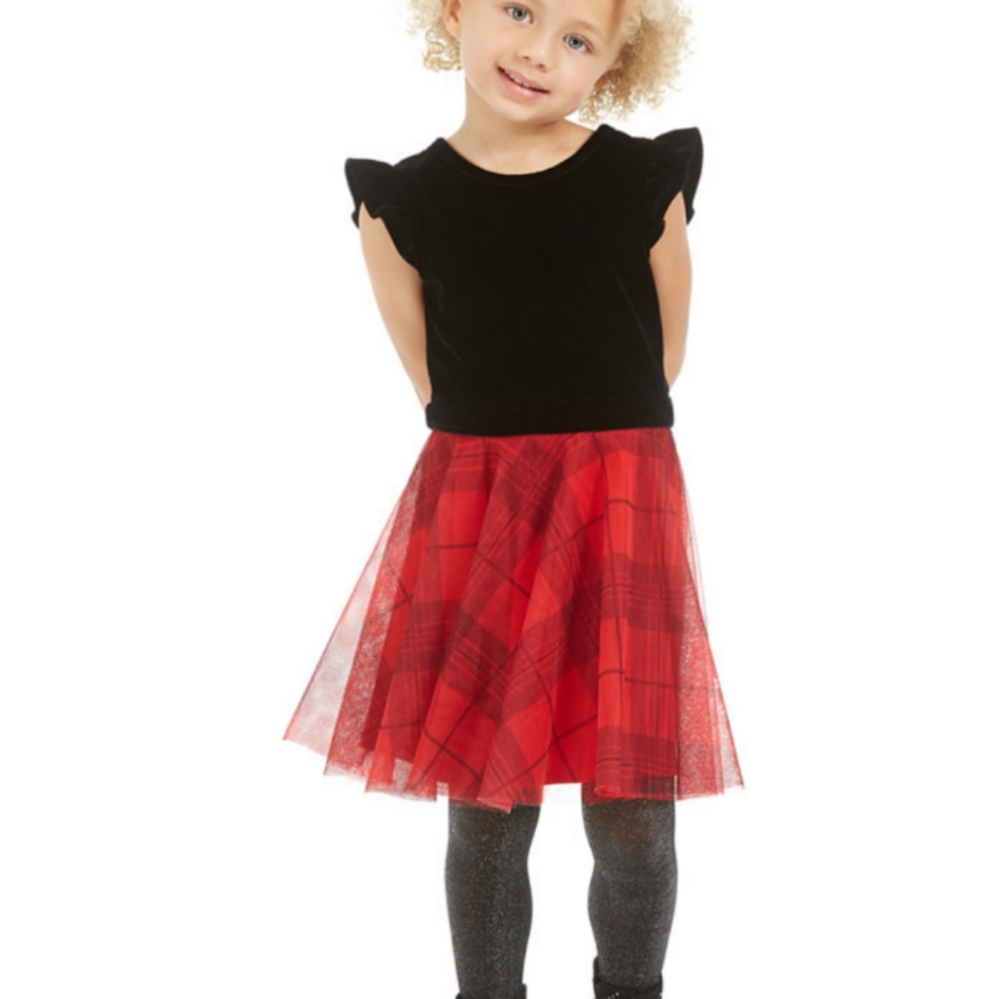 Epic Threads 2t black and red plaid dress